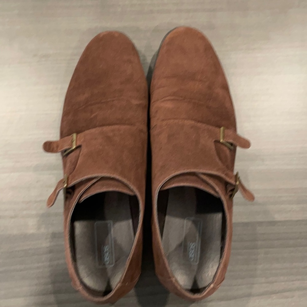Double monk boots, brown suede , size 10.5